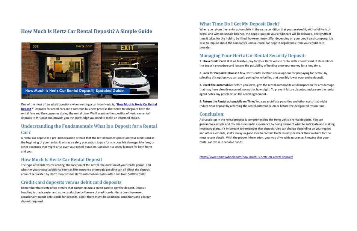 How Much Is Hertz Car Rental Deposit: Here’s the answer